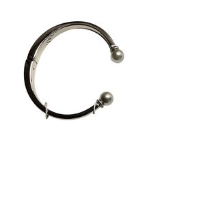 Charter Club silver tone hinged cuff Bracelet  with faux pearls